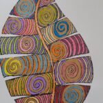 warsztaty artystyczne dla seniorów, pokolorowany liść