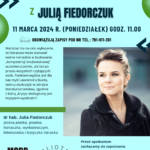 Plakat zapisy na warsztaty literackie z Julią Fiedorczuk