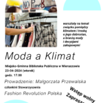 plakat promujący spotkanie o klimacie i modzie