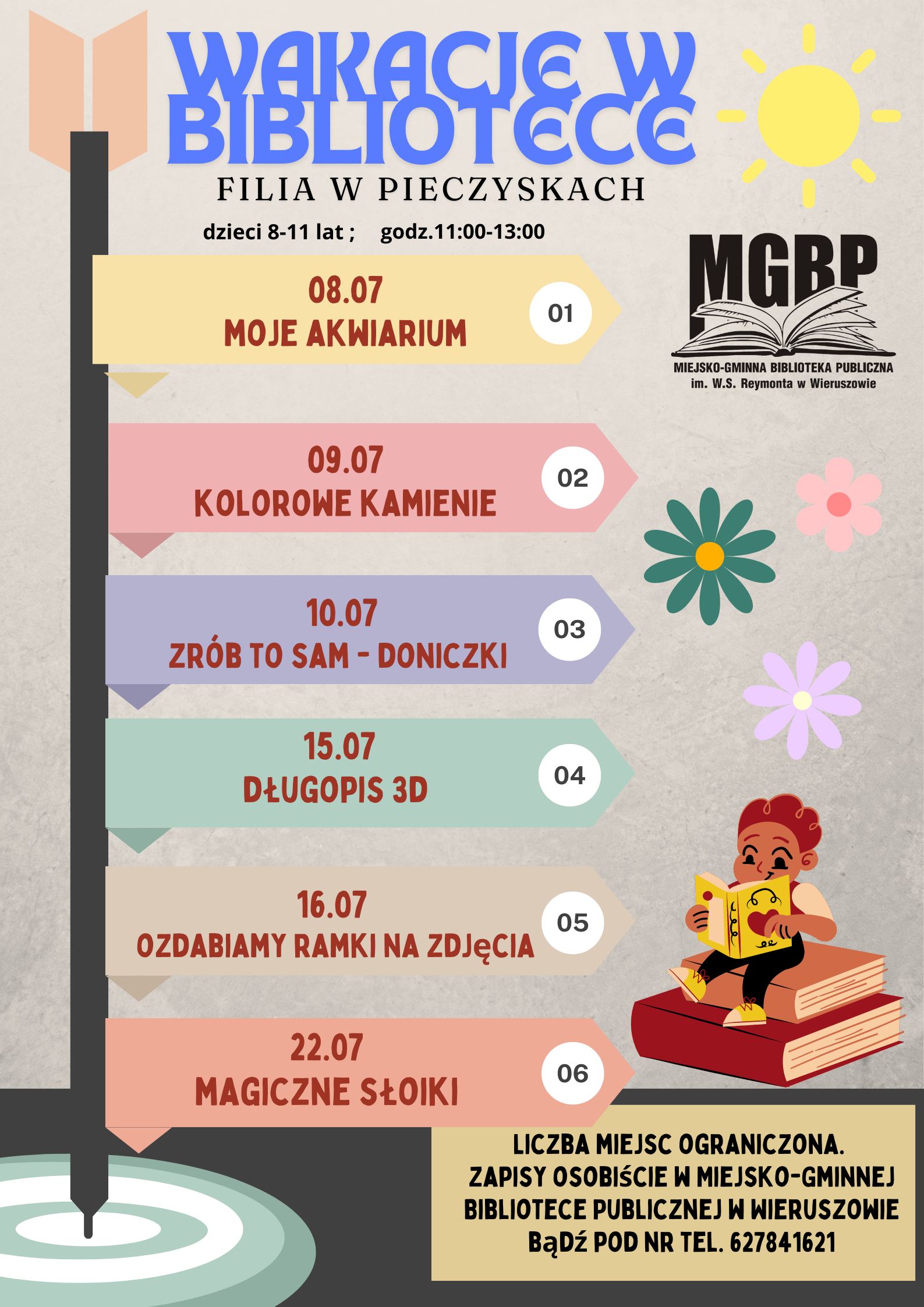 Zapraszamy na zajęcia wakacyjne w Filii Bibliotecznej w Pieczyskach