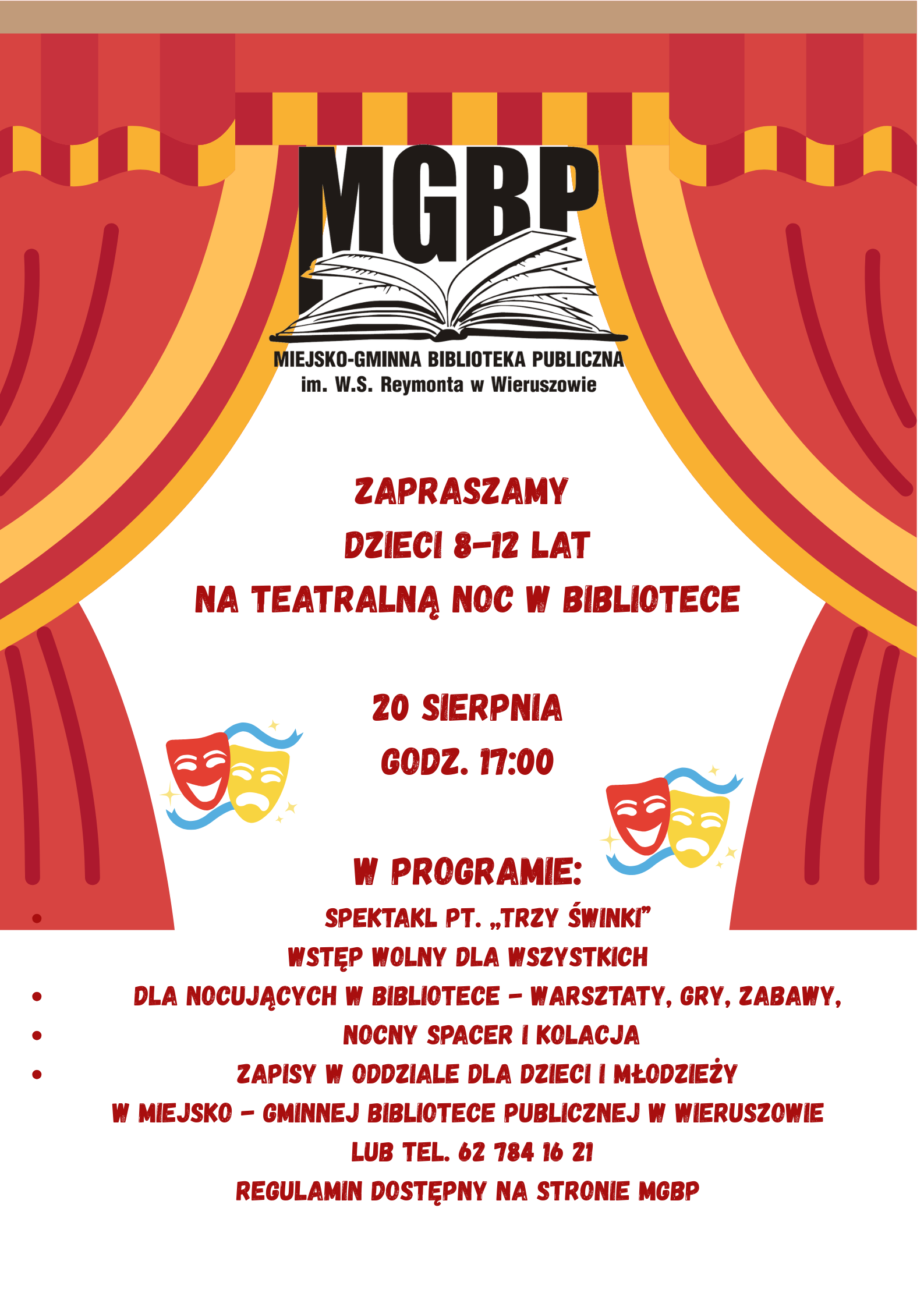 Teatralna noc w bibliotece – zapisy 11.08.2025r. godz. 9:15