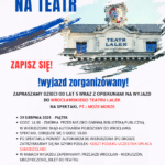 plakat zapraszający na wyjazd do Teatru Lalek we Wrocławiu na spektakl Może morze, dla dzieci od lat 5-ciu