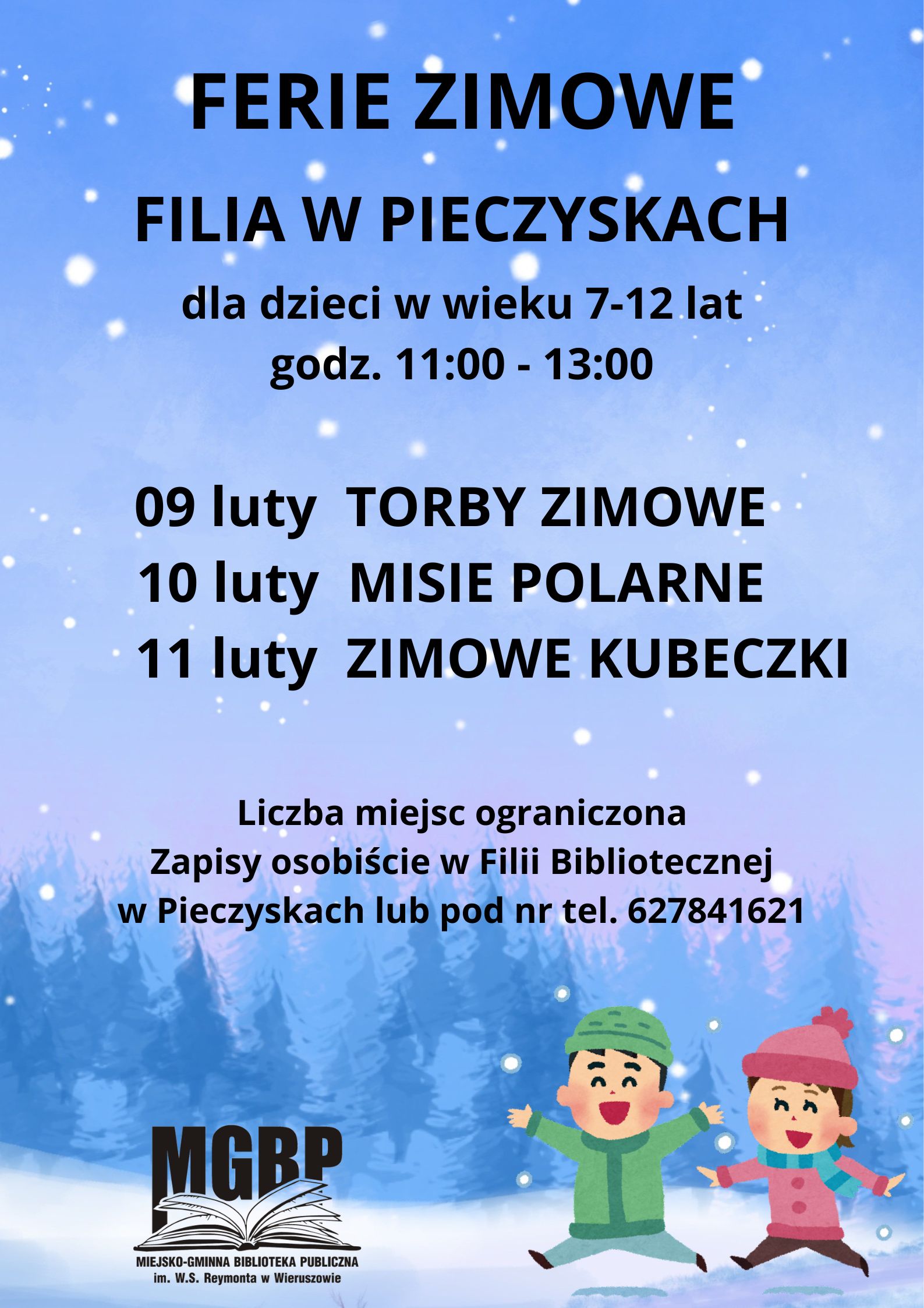 Ferie zimowe w&nbsp;Filii Bibliotecznej w&nbsp;Pieczyskach – zaproszenie