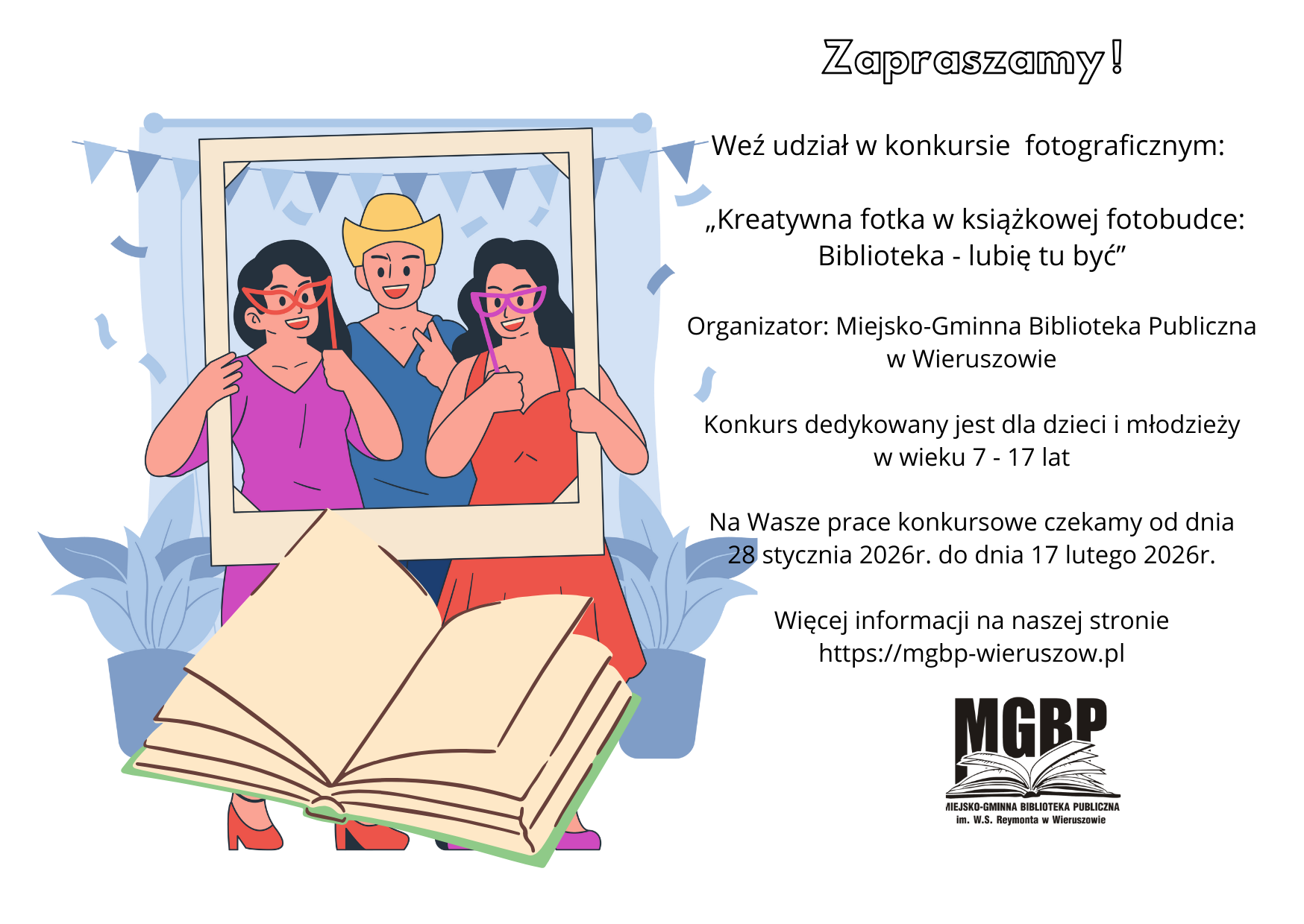 Konkurs fotograficzny: „Kreatywna fotka w&nbsp;książkowej fotobudce: Biblioteka – lubię tu być”