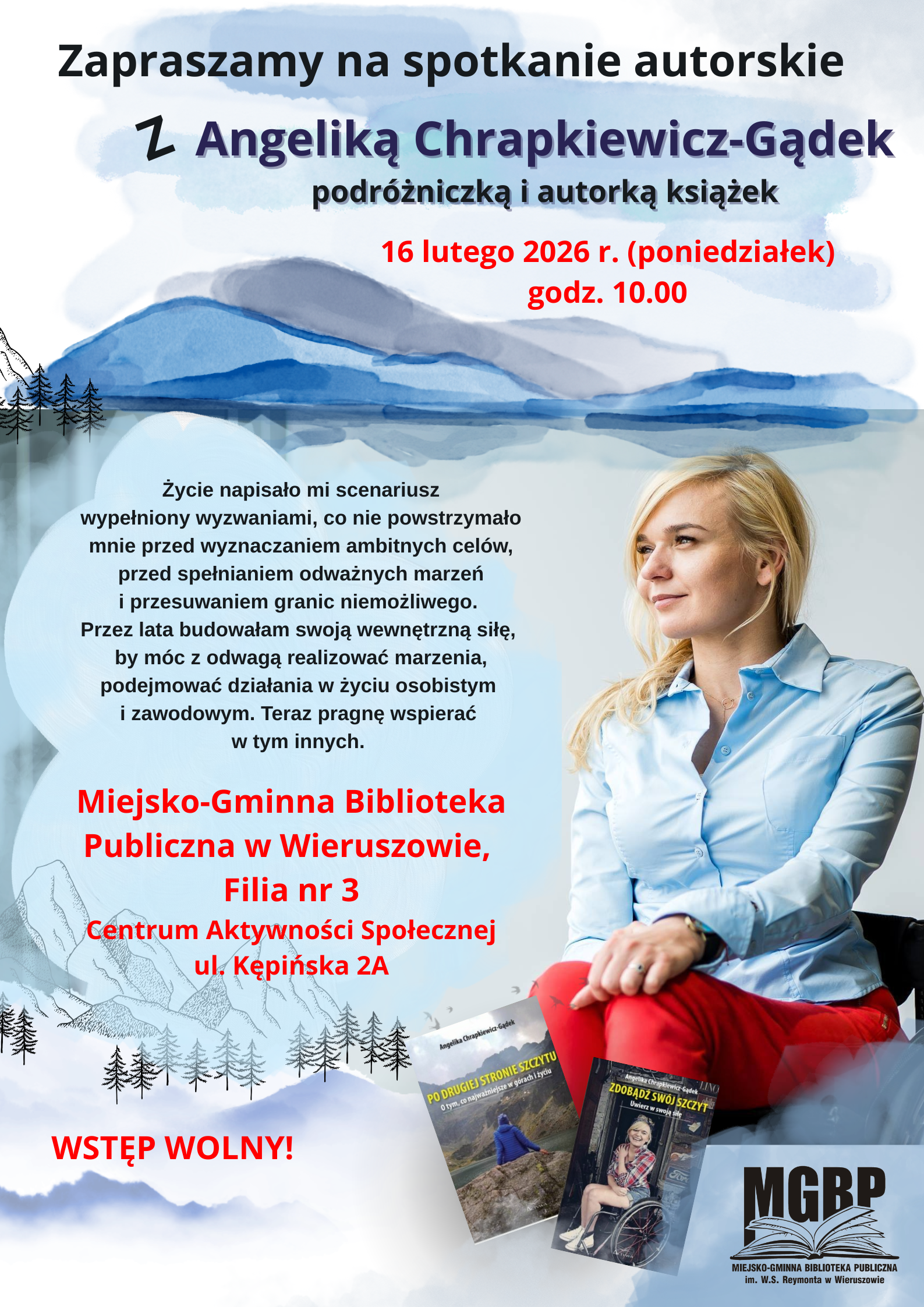 O ważnych sprawach w&nbsp;Bibliotece! Zapraszamy na&nbsp;spotkanie z&nbsp;Angeliką Chrapkiewicz-Gądek