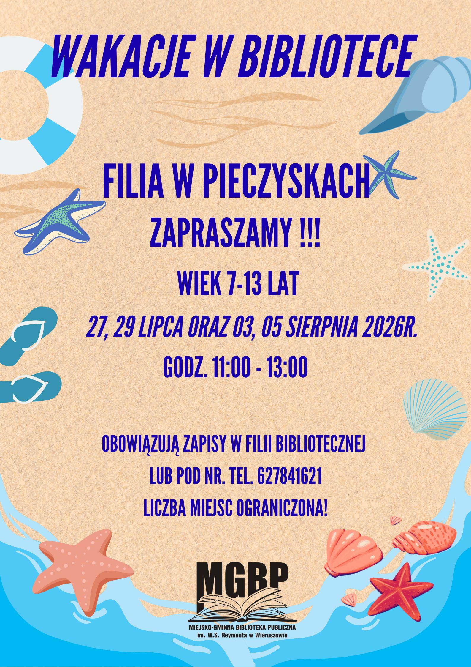 Zaproszenie na&nbsp;zajęcia wakacyjne w&nbsp;Filii Bibliotecznej w&nbsp;Pieczyskach